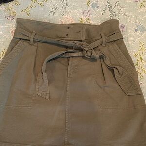 LOFT Sage Green Belted Skirt
